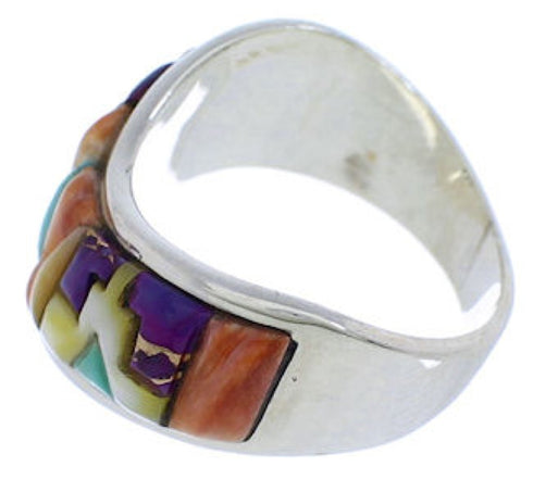 Multicolor Turquoise And Oyster Shell Inlay Ring Size 7-1/4 VX36294